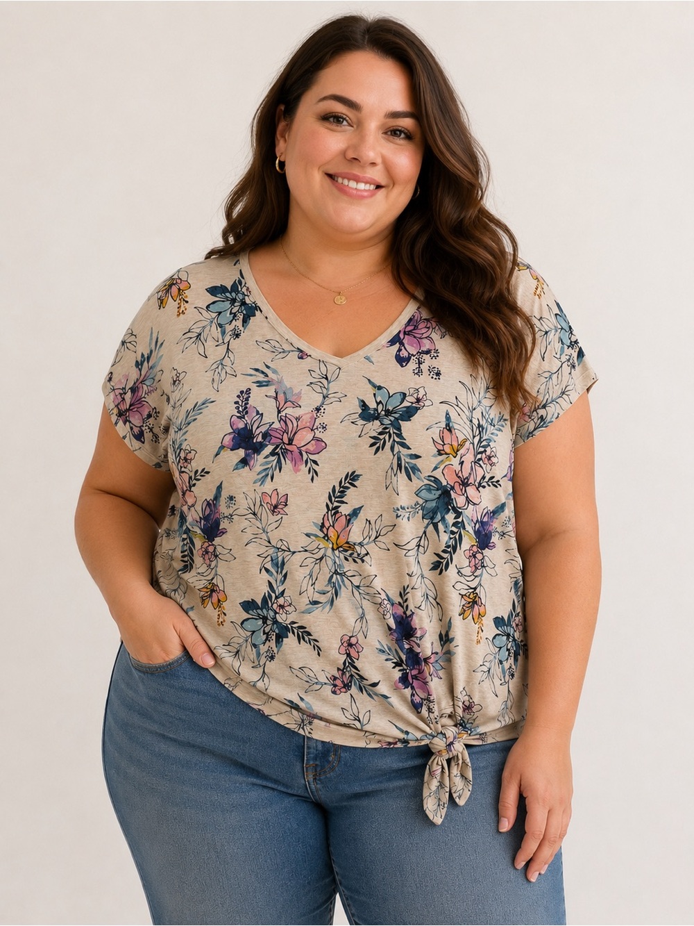 Reitmans The Relaxed Floral Tie-Front Top – Women’s Plus Size 2X
